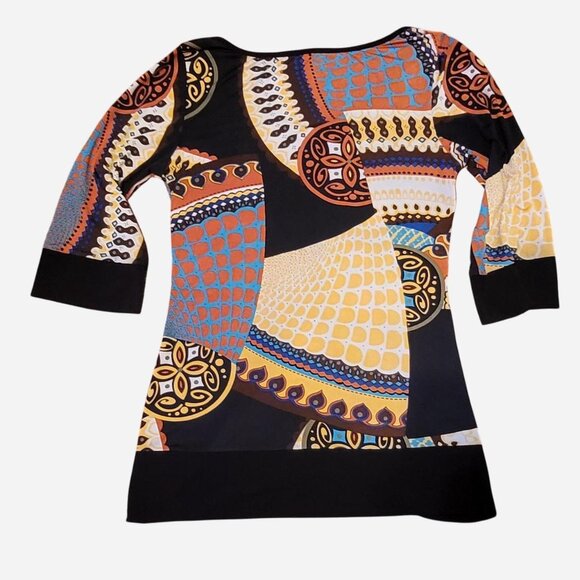 Bohemian Print Top Small Fall Earthy Tones - Picture 3 of 4